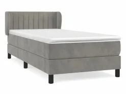 Conjunto Boxspring - 90x190 cm + Somieres + colchón terciopelo claro ES35627^ Best