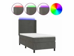 Cama Continental Boxspring|Conjunto Boxspring - 90x190 cm colchón y LED terciopelo oscuro ES723291