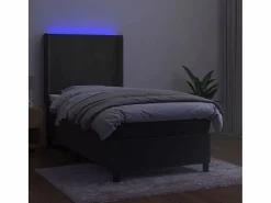 Cama Continental Boxspring|Conjunto Boxspring - 90x190 cm colchón y LED terciopelo oscuro ES723291