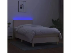 Conjunto Boxspring - 90x190 cm colchón y luces LED tela color ES485940 Crema Best
