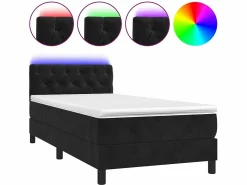 Conjunto Boxspring - 80x200 cm + Somieres + colchón + LED terciopelo ES44909 Negro Online