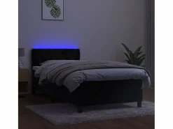 Conjunto Boxspring - 80x200 cm + Somieres + colchón + LED terciopelo ES44909 Negro Online