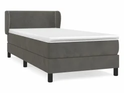 Conjunto Boxspring - 90x200 cm + colchón terciopelo oscuro ES531993 Gris Outlet
