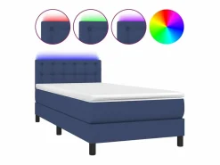 Conjunto Boxspring - 90x190 cm colchón y luces LED tela ES562455^