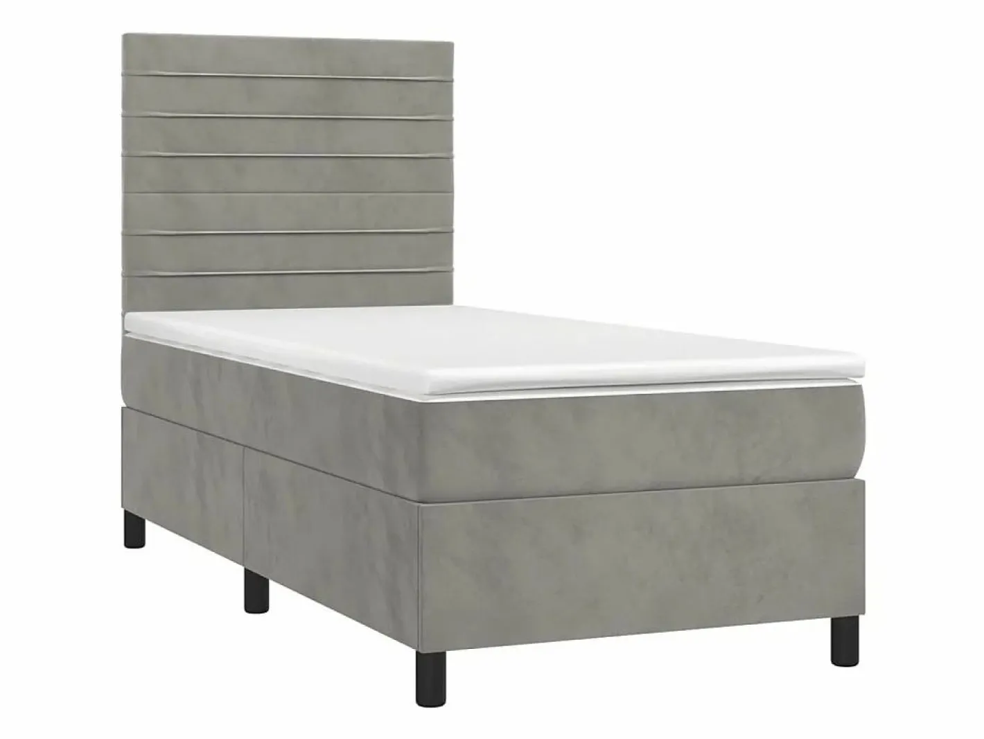 Conjunto Boxspring - 80x200 cm + Somieres + colchón + LED terciopelo claro ES42582 Gris Hot