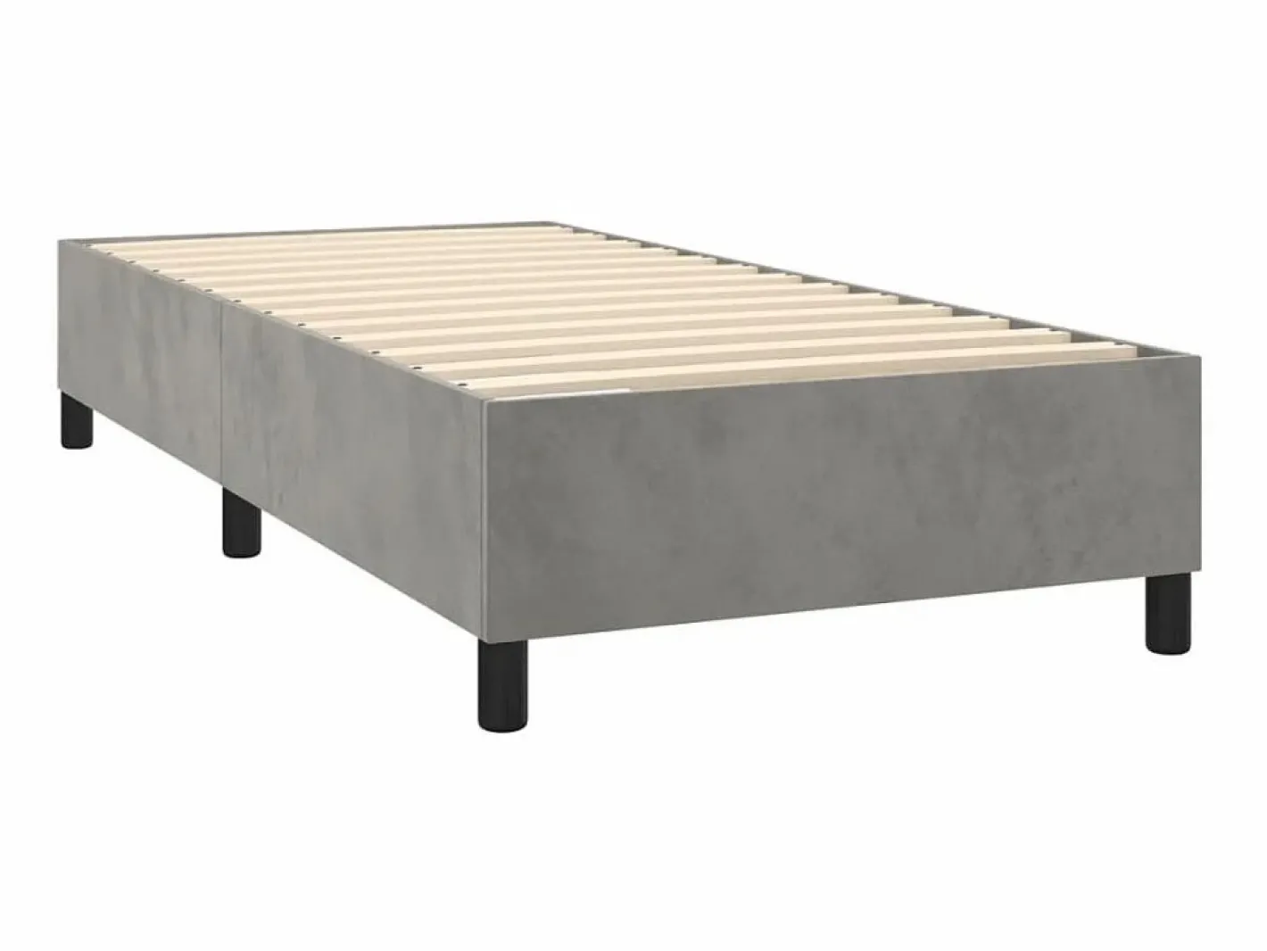 Conjunto Boxspring - 80x200 cm + Somieres + colchón + LED terciopelo claro ES42582 Gris Hot