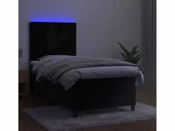 Conjunto Boxspring - 90x200 cm colchón y LED terciopelo ES433243 Negro Discount