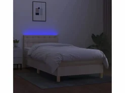 Conjunto Boxspring - 90x190 cm + colchón y LED tela ES346746 Crema Discount