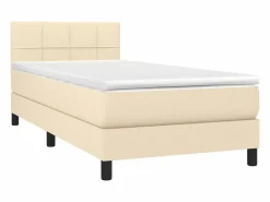 Conjunto Boxspring - 90x190 cm colchón y luces LED tela color ES488407 Crema