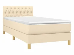 Conjunto Boxspring - 90x190 cm + colchón y LED tela ES931323 Crema Clearance
