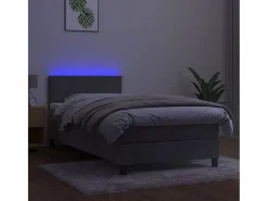 Conjunto Boxspring - 80x200 cm colchón y LED terciopelo claro ES476643 Gris