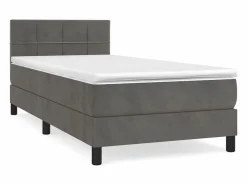 Conjunto Boxspring - 80x200 cm + Somieres + colchón terciopelo oscuro ES43840 Gris Discount