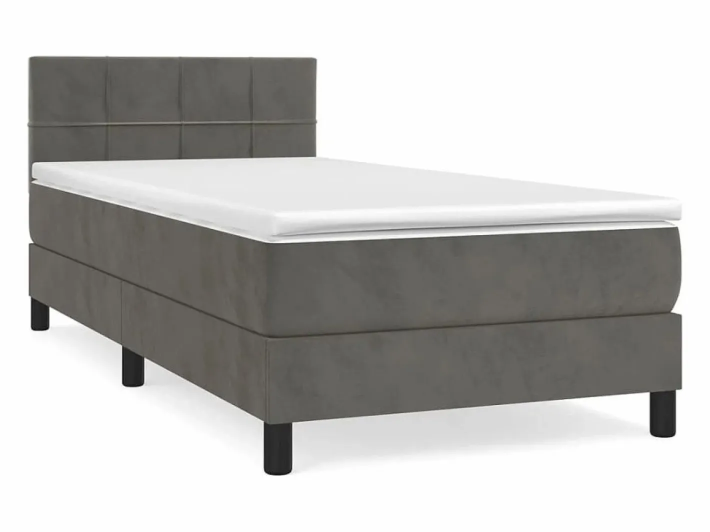 Conjunto Boxspring - 80x200 cm + Somieres + colchón terciopelo oscuro ES43840 Gris Discount