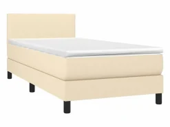 Conjunto Boxspring - 90x190 cm + colchón y LED tela ES242527 Crema Sale