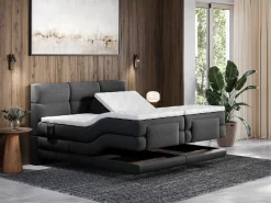Palacio Cama Continental Boxspring|Cama Articulada|Conjunto boxspring relax tela antracita 2x90x200 LODI