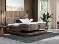 Conjunto boxspring relax Tela - Marrón - 2 x 90 x 200 cm - LODI de^Palacio Discount