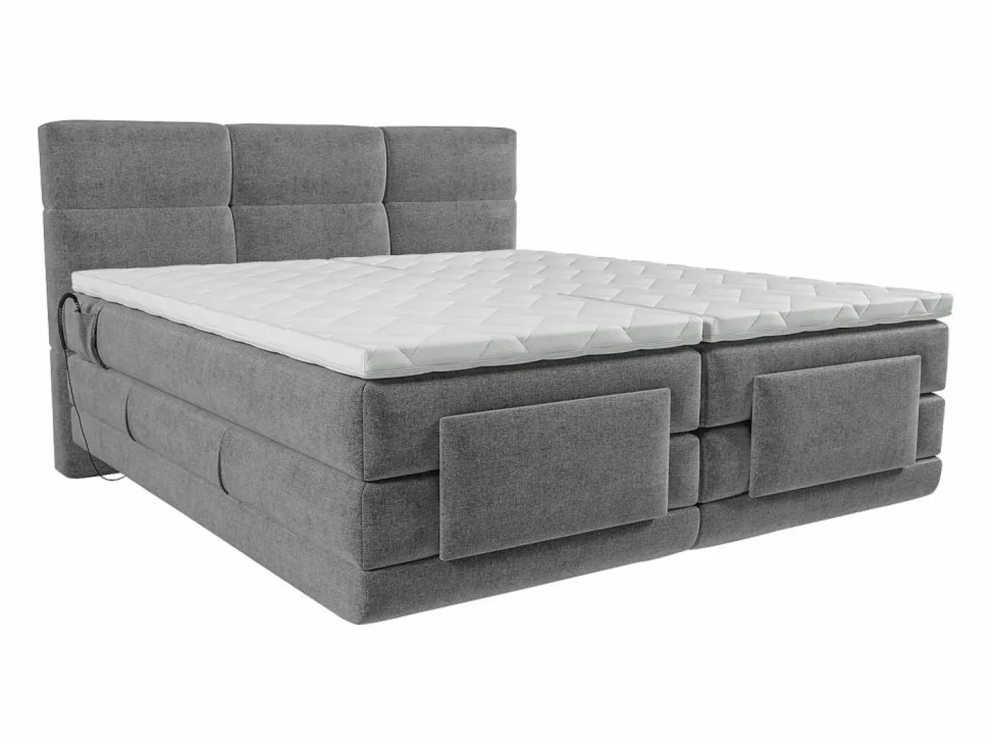 Palacio Conjunto boxspring relax tela 2x80x200 LODI Gris claro Online