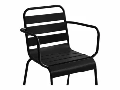 MYLIA Conjunto comedor jardín metal una mesa D.110cm y 4 sillas apilables - - MIRMANDE Negro Hot