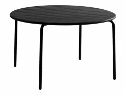 MYLIA Conjunto comedor jardín metal una mesa D.110cm y 4 sillas apilables - - MIRMANDE Negro Hot