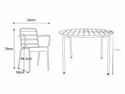 MYLIA Conjunto comedor jardín metal una mesa D.110cm y 4 sillas apilables - - MIRMANDE Negro Hot