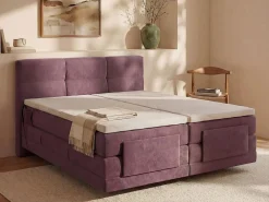 Palacio Conjunto completo Boxspring eléctrico 2 x 90 x 200 cm king size Burdeos Tela - LODI de Granate Hot