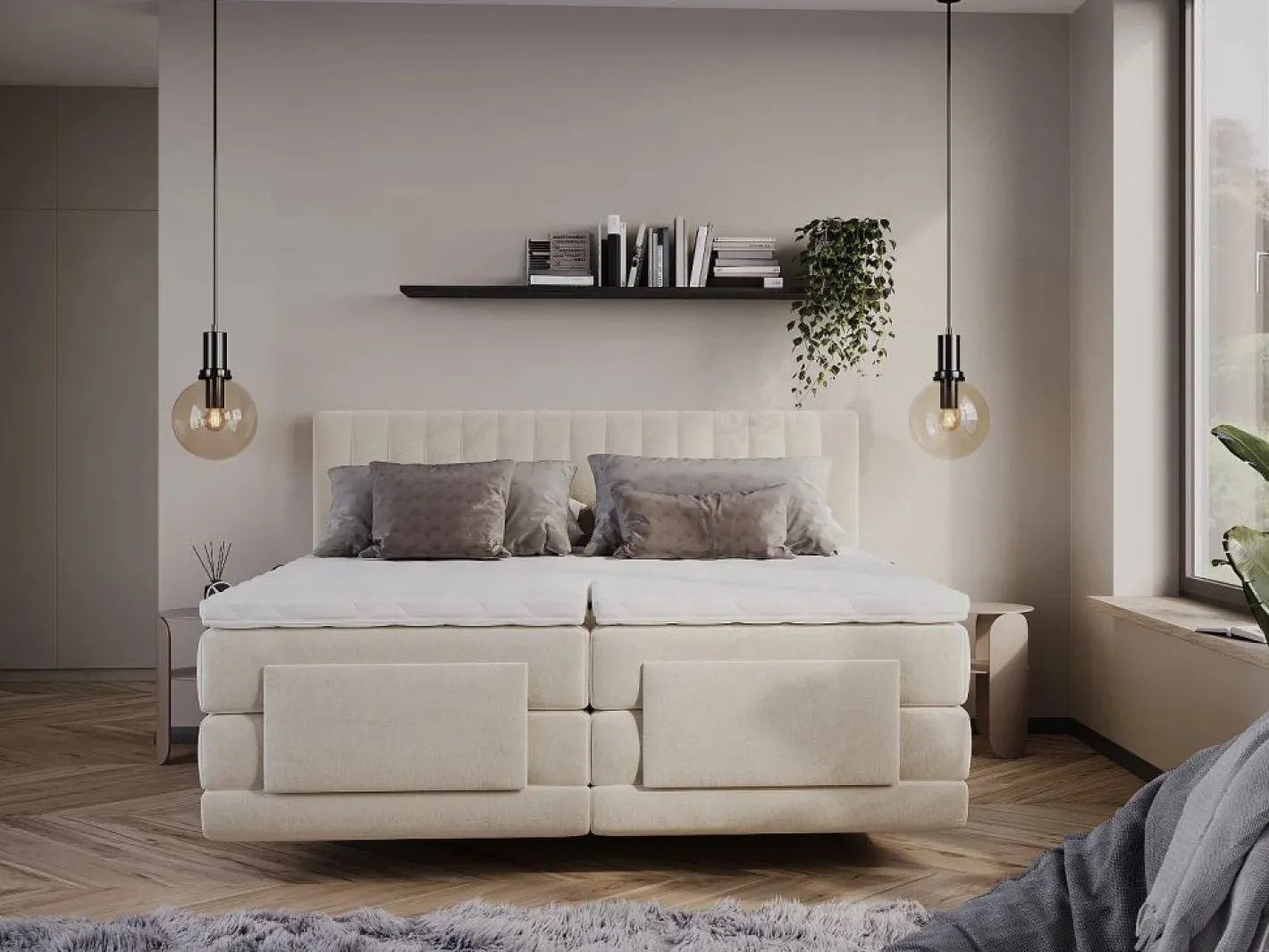 Conjunto completo boxspring - 2 x 90 x 200 cm - Terciopelo - - DONISI de^Palacio Discount