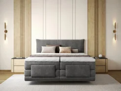 Palacio Cama Continental Boxspring|Cama Articulada|Conjunto completo Boxspring eléctrico 2 x 80 x 200 cm tamaño queen Antracita Tela - ZANORO de