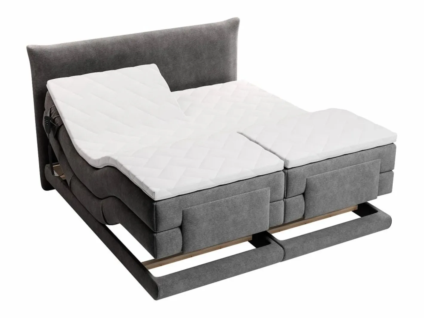 Palacio Cama Continental Boxspring|Cama Articulada|Conjunto completo Boxspring eléctrico 2 x 80 x 200 cm tamaño queen Antracita Tela - ZANORO de