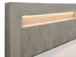 Ysmée Conjunto completo de decoración de dormitorio con canapés abatibles - 160 x 200 - Terciopelo - - ORANA Topo