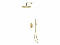 Helloshop26 Alcachofa De Ducha, Cabezal|Conjunto completo de sistema de ducha con cabezal de ducha de acero inoxidable dorado 02_0003107