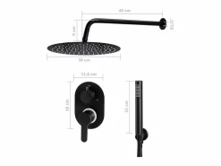Conjunto completo de sistema de ducha con cabezal de ducha de acero inoxidable negro 02_0003109^Helloshop26 Sale
