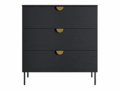 Conjunto completo MONDO – estructurado y dorado – Cama con canapé 180x200 con somier + Armario + Cómoda + 2 mesitas de noche^Meublorama New