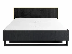 Conjunto completo MONDO – estructurado y dorado – Cama con canapé 180x200 con somier + Armario + Cómoda + 2 mesitas de noche^Meublorama New