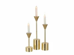 J-Line Conjunto de 3 candelabros de aluminio de 7.5x7.5x37 cm Dorado Online