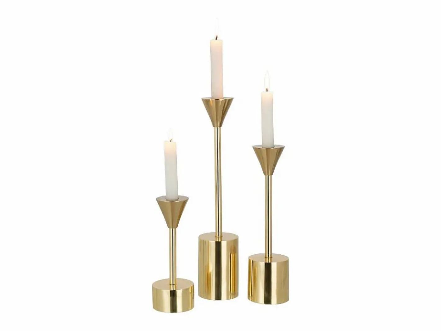 J-Line Conjunto de 3 candelabros de aluminio de 7.5x7.5x37 cm Dorado Online