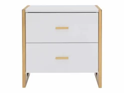Vente-unique Mesita De Noche|Conjunto de 2 mesitas de noche con 2 cajones MDF lacado y dorado - OMBRELIA de Pascal Morabito
