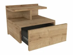 Conjunto de 2 mesitas de noche flotantes con 1 cajón y 1 estante en color natural - AZELNO^Vente-unique Discount