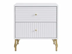 Vente-unique Conjunto de 2 mesitas de noche con 2 cajones en color - LOUREO Blanco Hot