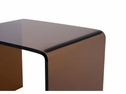 Conjunto de 2 mesitas de noche en vidrio templado curvado en color marrón - SUZANA^Vente-unique Hot