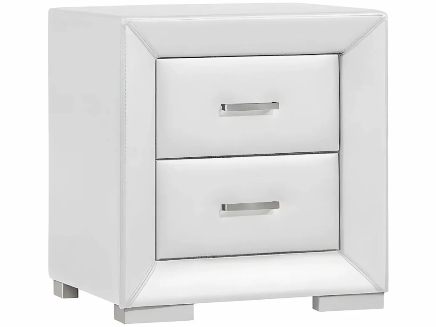 Vente-unique Conjunto de 2 mesitas de noche con cajones en polipiel blanca - CAPITOLE Blanco Clearance