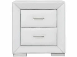 Vente-unique Conjunto de 2 mesitas de noche con cajones en polipiel blanca - CAPITOLE Blanco Clearance