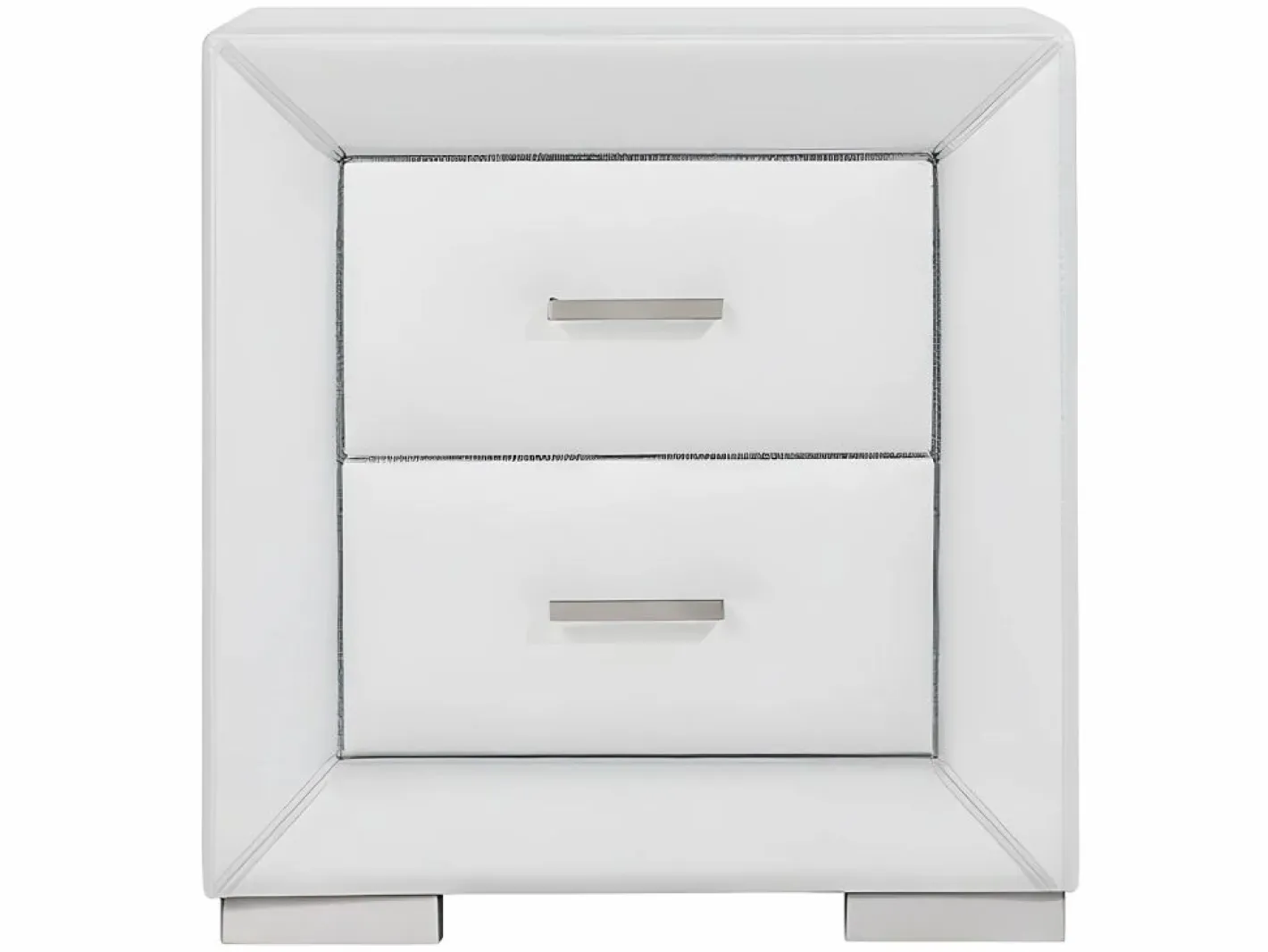 Vente-unique Conjunto de 2 mesitas de noche con cajones en polipiel blanca - CAPITOLE Blanco Clearance