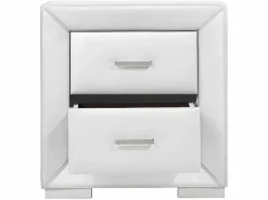 Vente-unique Conjunto de 2 mesitas de noche con cajones en polipiel blanca - CAPITOLE Blanco Clearance