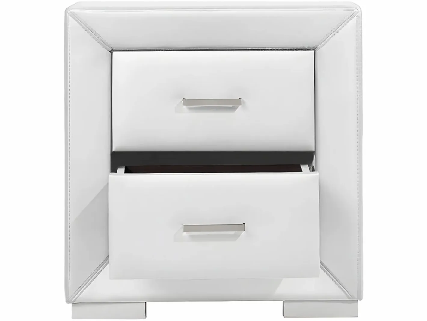 Vente-unique Conjunto de 2 mesitas de noche con cajones en polipiel blanca - CAPITOLE Blanco Clearance