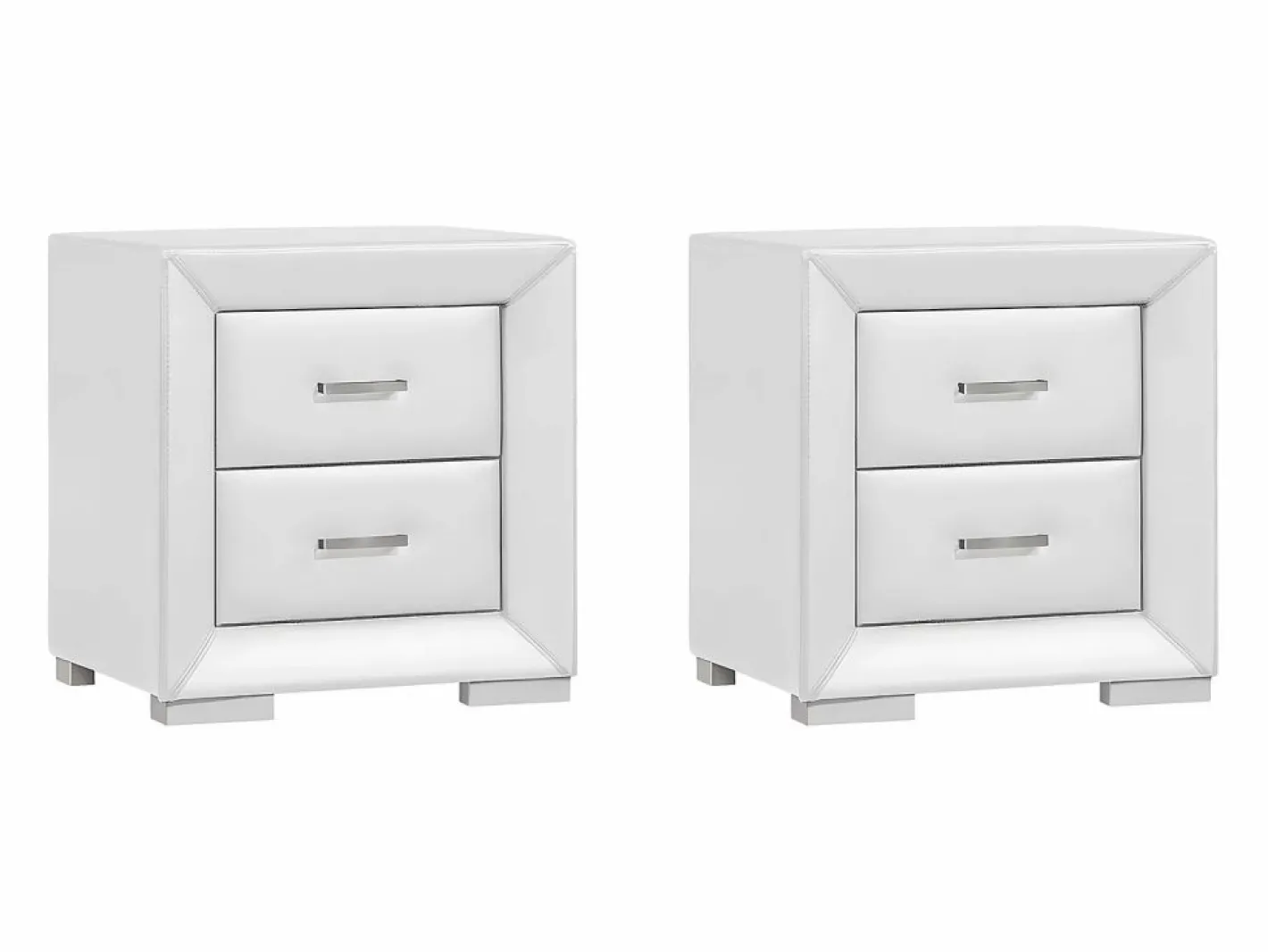 Vente-unique Conjunto de 2 mesitas de noche con cajones en polipiel blanca - CAPITOLE Blanco Clearance
