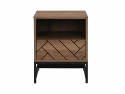 Conjunto de 2 mesitas de noche, 1 cajón y 1 estante abierto, MDF y acero, natural y negro - CARATANA^Vente-unique