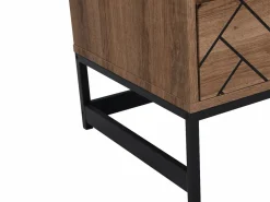 Conjunto de 2 mesitas de noche, 1 cajón y 1 estante abierto, MDF y acero, natural y negro - CARATANA^Vente-unique
