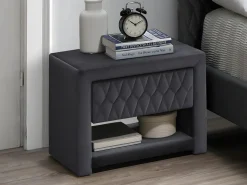 Vente-unique Conjunto de 2 mesitas de noche con cajón y hueco en Terciopelo gris - DANIELE Gris antracita