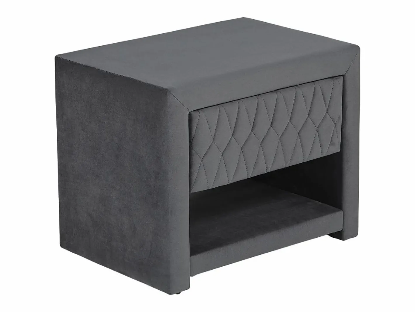 Vente-unique Conjunto de 2 mesitas de noche con cajón y hueco en Terciopelo gris - DANIELE Gris antracita