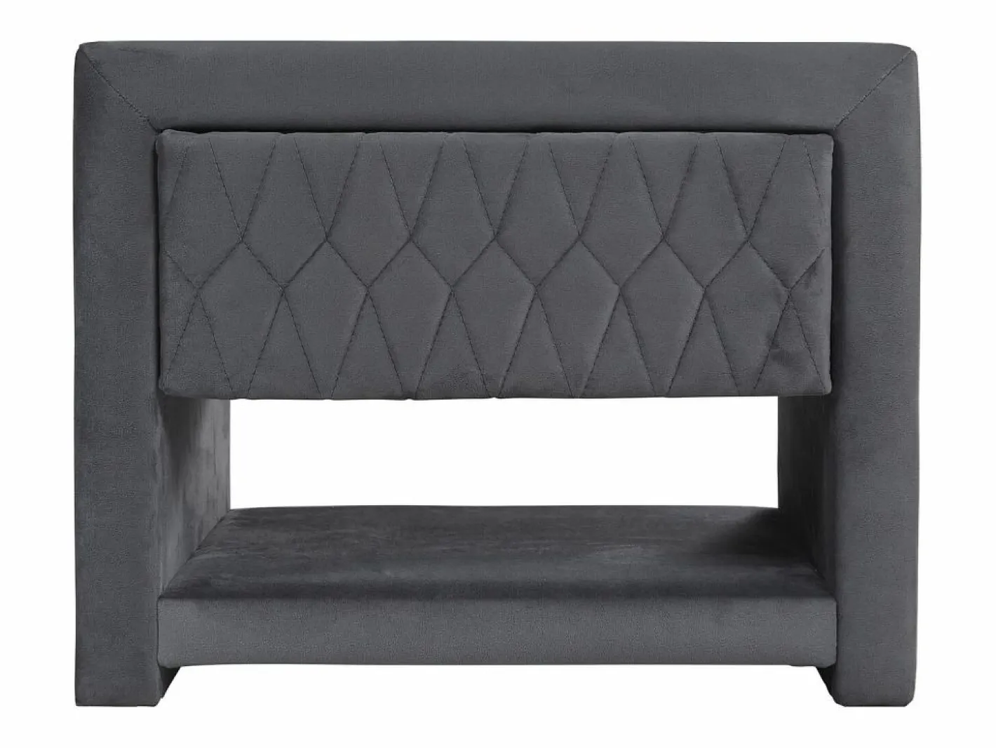 Vente-unique Conjunto de 2 mesitas de noche con cajón y hueco en Terciopelo gris - DANIELE Gris antracita